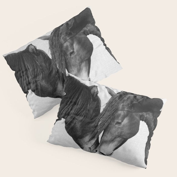 Horses - Black & White 4 Pillow Sham Gallery Image 3