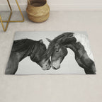 Horses - Black & White 4 Rug Gallery Image 1