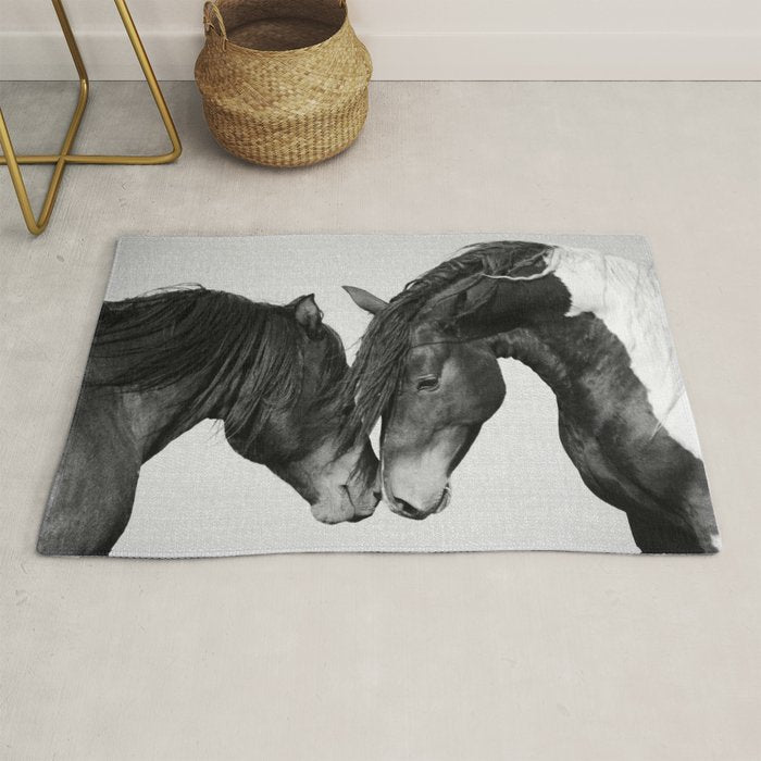 Horses - Black & White 4 Rug Gallery Image 1