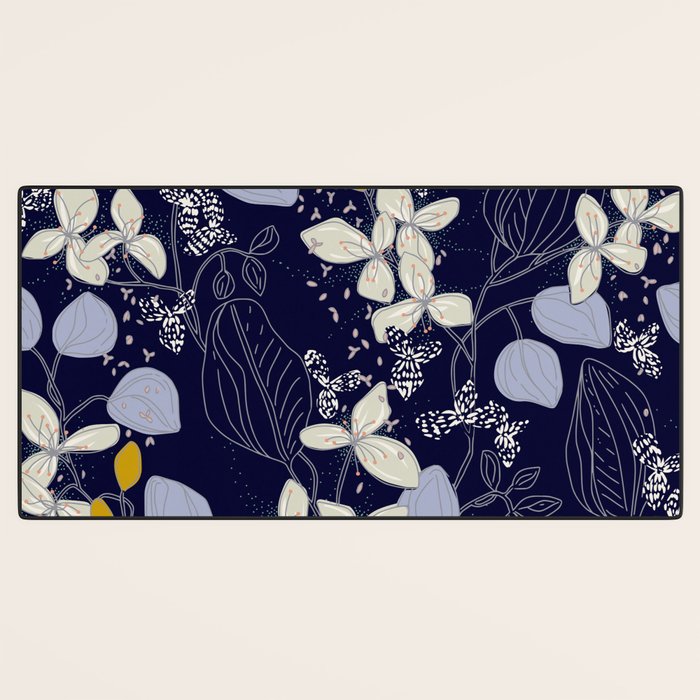 Floral elegance dark summer night Desk Mat Gallery Image 3
