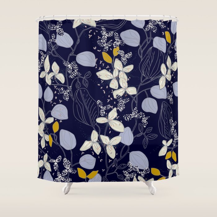 Floral elegance dark summer night Shower Curtain Gallery Image 1