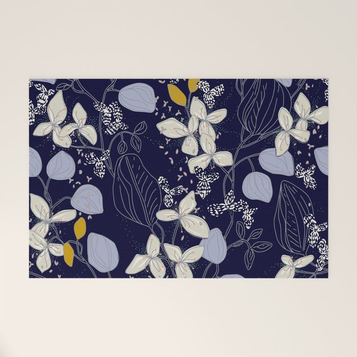 Floral elegance dark summer night Welcome Mat Gallery Image 1