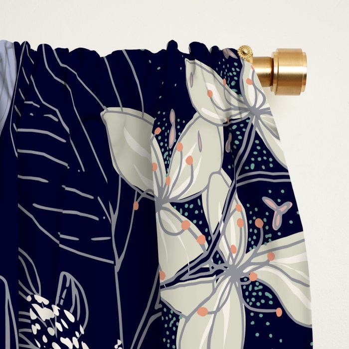 Floral elegance dark summer night Window Curtain Gallery Image 2