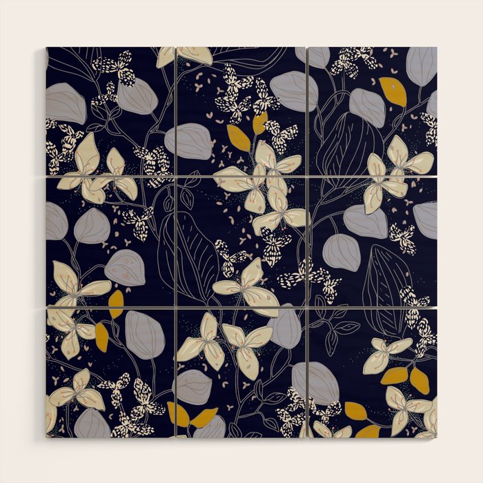 Floral elegance dark summer night Wood Wall Art Gallery Image 1