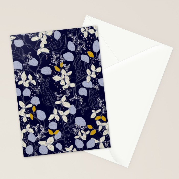 Floral elegance dark summer night Stationery Card Gallery Image 2