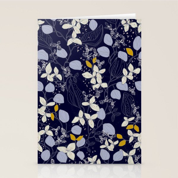 Floral elegance dark summer night Stationery Card Gallery Image 1