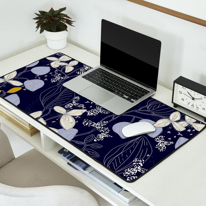 Floral elegance dark summer night Desk Mat Gallery Image 2