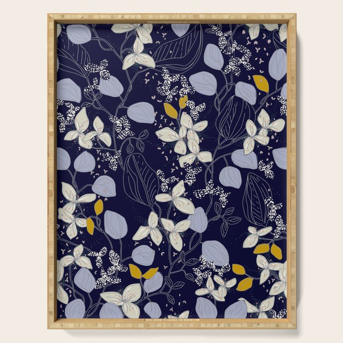 Floral elegance dark summer night Serving Tray Gallery Image 1