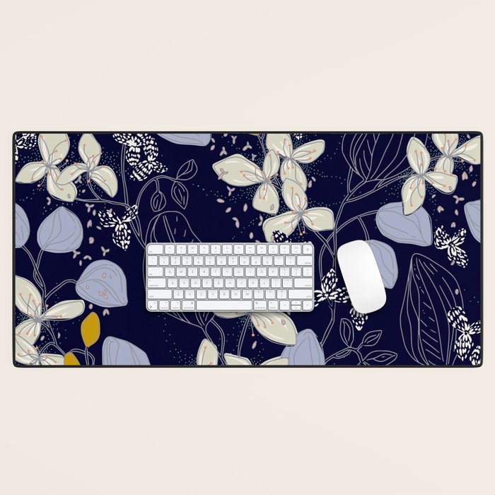 Floral elegance dark summer night Desk Mat Gallery Image 1