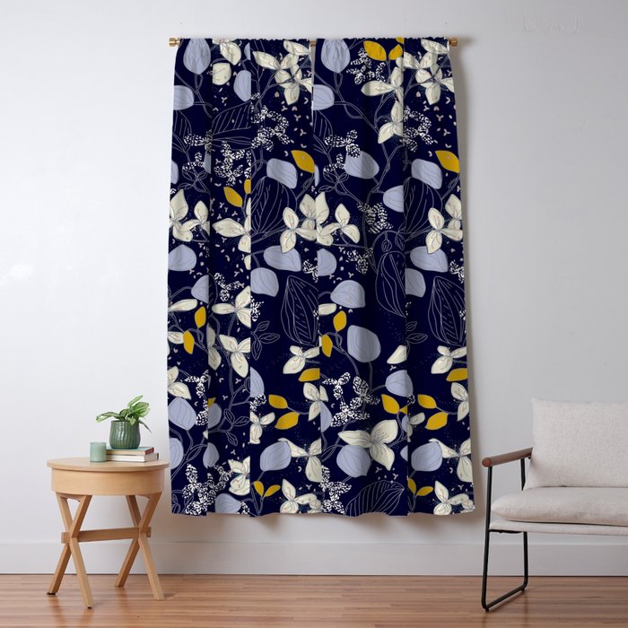 Floral elegance dark summer night Window Curtain Gallery Image 5