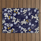Floral elegance dark summer night Outdoor Rug Gallery Image 1