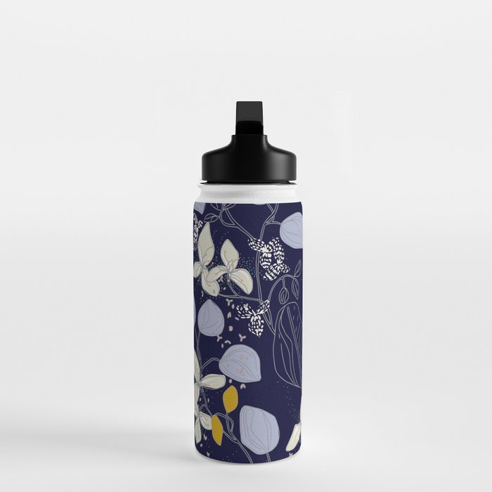Floral elegance dark summer night Water Bottle Gallery Image 3