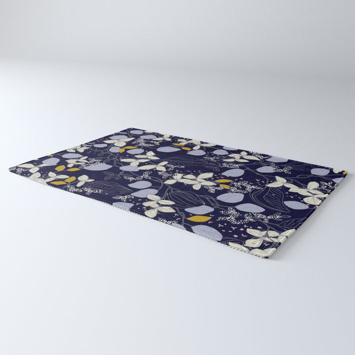 Floral elegance dark summer night Rug Gallery Image 3