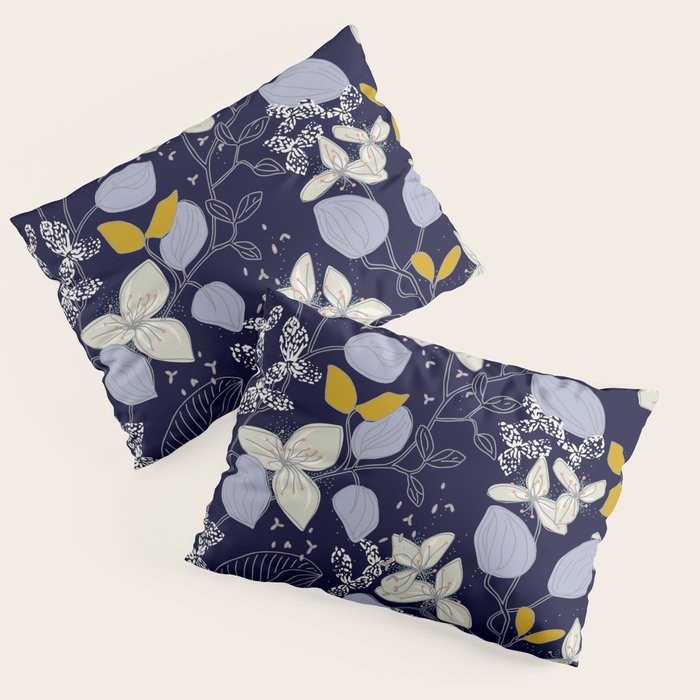 Floral elegance dark summer night Pillow Sham Gallery Image 1
