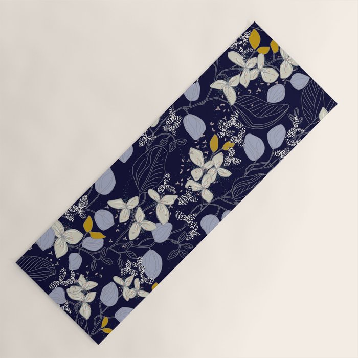 Floral elegance dark summer night Yoga Mat Gallery Image 1