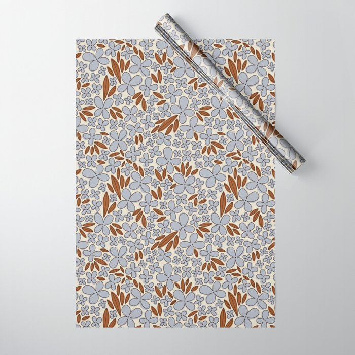 Four-leaf Flower Pattern / Grey & Brown Wrapping Paper Gallery Image 1