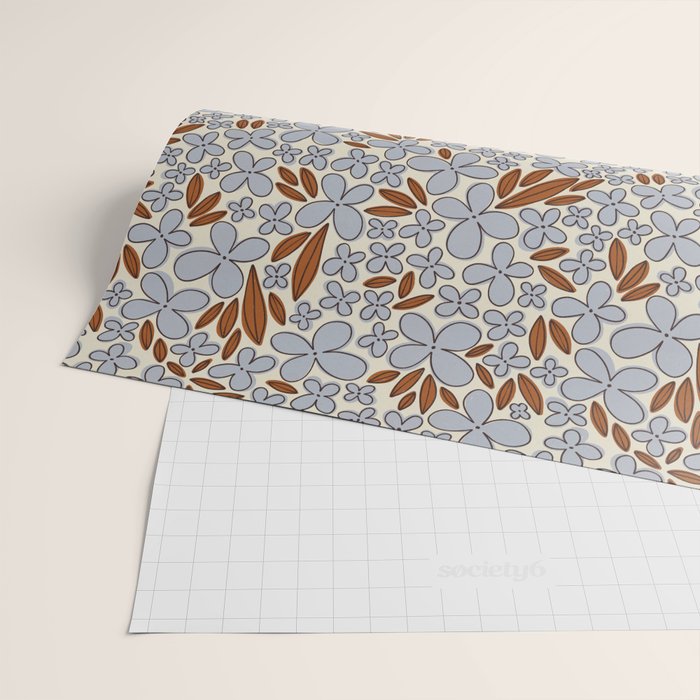 Four-leaf Flower Pattern / Grey & Brown Wrapping Paper Gallery Image 2