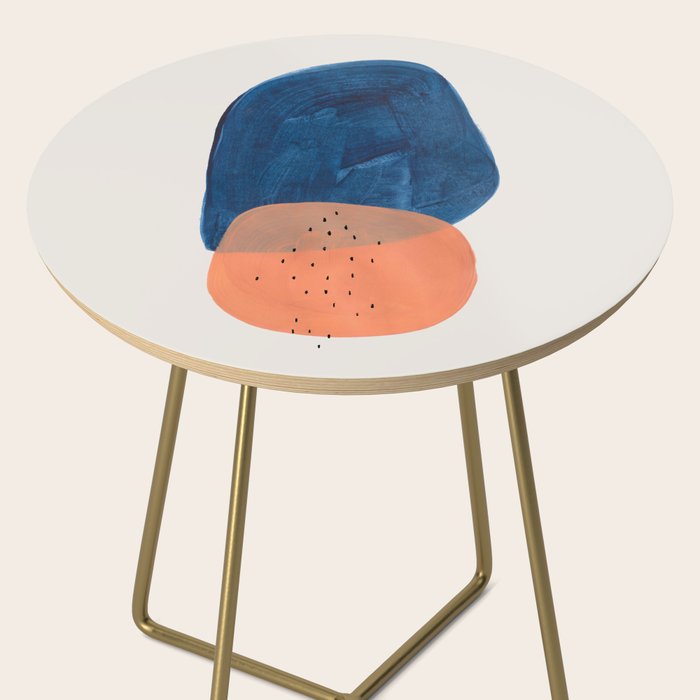 'Twins' Minimalist Modern Mid Century Colorful Navy Blue Tan Shapes by Ejaaz Haniff Side Table Gallery Image 2