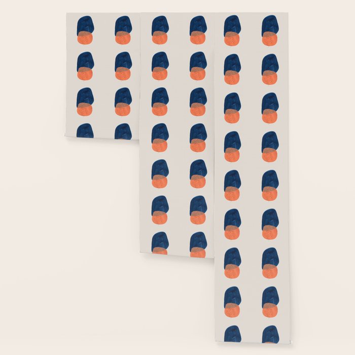 'Twins' Minimalist Modern Mid Century Colorful Navy Blue Tan Shapes by Ejaaz Haniff Wallpaper Gallery Image 3