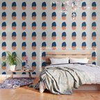 'Twins' Minimalist Modern Mid Century Colorful Navy Blue Tan Shapes by Ejaaz Haniff Wallpaper Gallery Image 3