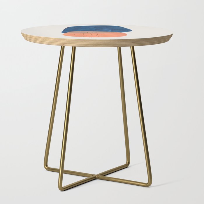 'Twins' Minimalist Modern Mid Century Colorful Navy Blue Tan Shapes by Ejaaz Haniff Side Table Gallery Image 1