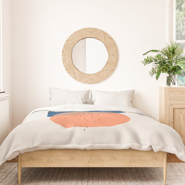 'Twins' Minimalist Modern Mid Century Colorful Navy Blue Tan Shapes by Ejaaz Haniff Duvet Cover Gallery Image 3