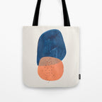 'Twins' Minimalist Modern Mid Century Colorful Navy Blue Tan Shapes by Ejaaz Haniff Tote Bag Gallery Image 1
