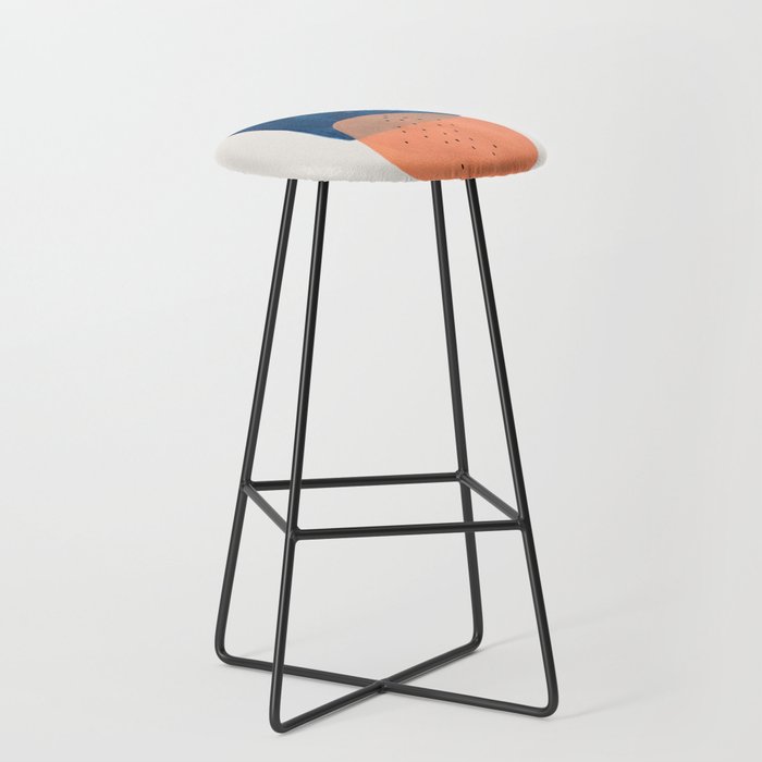 'Twins' Minimalist Modern Mid Century Colorful Navy Blue Tan Shapes by Ejaaz Haniff Stool Gallery Image 1