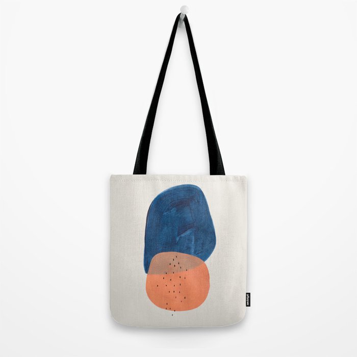 'Twins' Minimalist Modern Mid Century Colorful Navy Blue Tan Shapes by Ejaaz Haniff Tote Bag Gallery Image 2
