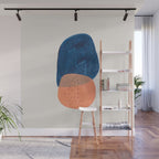 'Twins' Minimalist Modern Mid Century Colorful Navy Blue Tan Shapes by Ejaaz Haniff Wall Mural Gallery Image 1