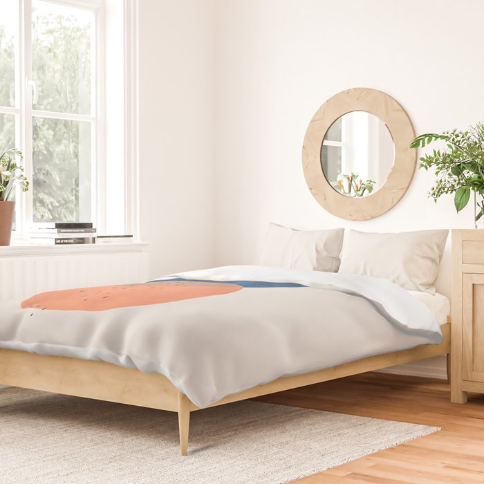 'Twins' Minimalist Modern Mid Century Colorful Navy Blue Tan Shapes by Ejaaz Haniff Duvet Cover Gallery Image 2