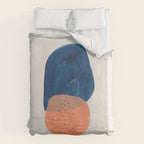 'Twins' Minimalist Modern Mid Century Colorful Navy Blue Tan Shapes by Ejaaz Haniff Duvet Cover Gallery Image 6