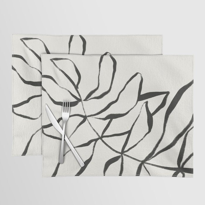 Minimal Line Leaves #1 Placemat Gallery Image 1