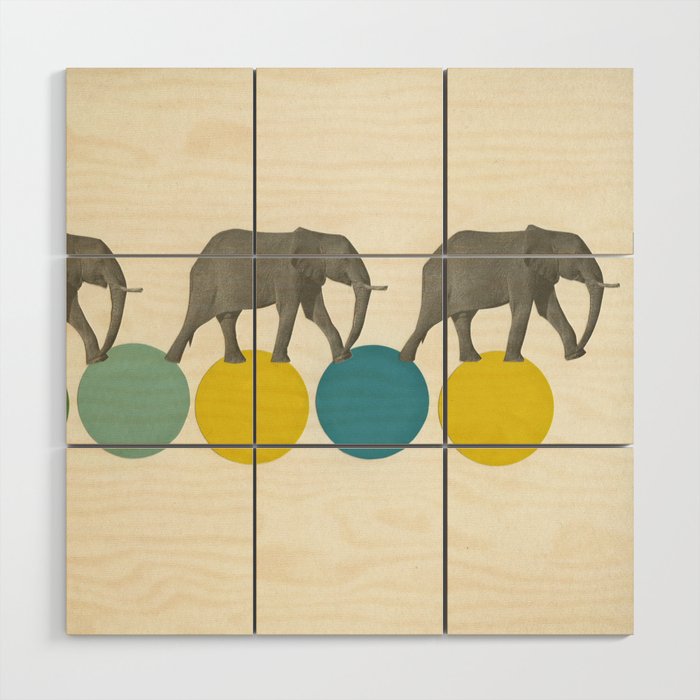 Travelling Elephants Wood Wall Art Gallery Image 1