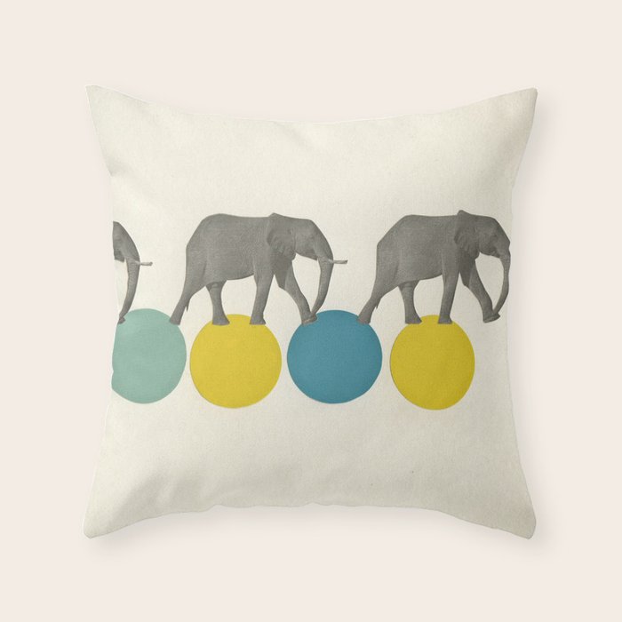 Travelling Elephants Throw Pillow Gallery Image 1