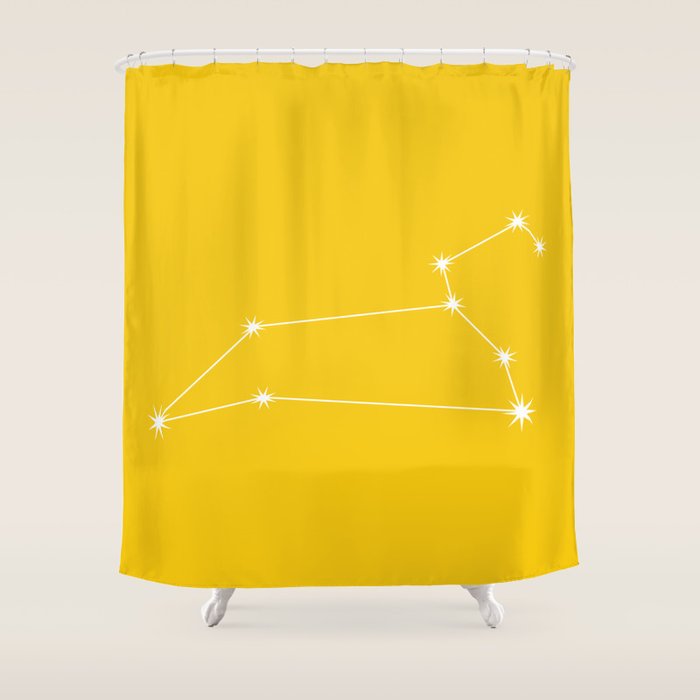 Leo Zodiac Star Constellation Line Art Bright Yellow Shower Curtain Gallery Image 1