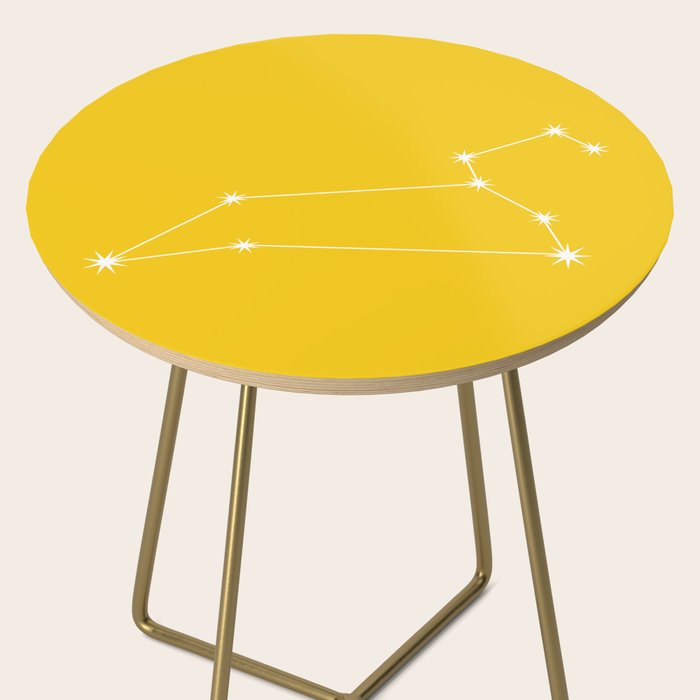 Leo Zodiac Star Constellation Line Art Bright Yellow Side Table Gallery Image 2