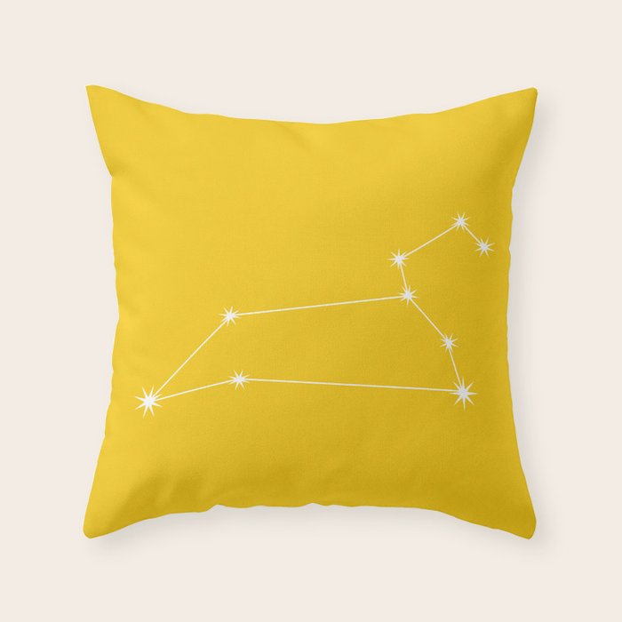 Leo Zodiac Star Constellation Line Art Bright Yellow Throw Pillow Gallery Image 6