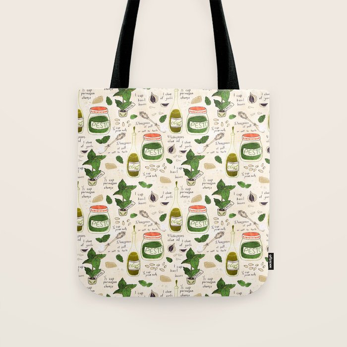 Pesto. Illustrated Recipe. Tote Bag Gallery Image 1