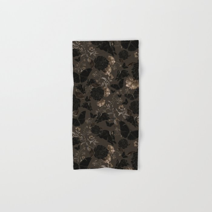 Maximalist Dark Moody Gothic Girl Flowers And Moths Bath Towel Gallery Image 1