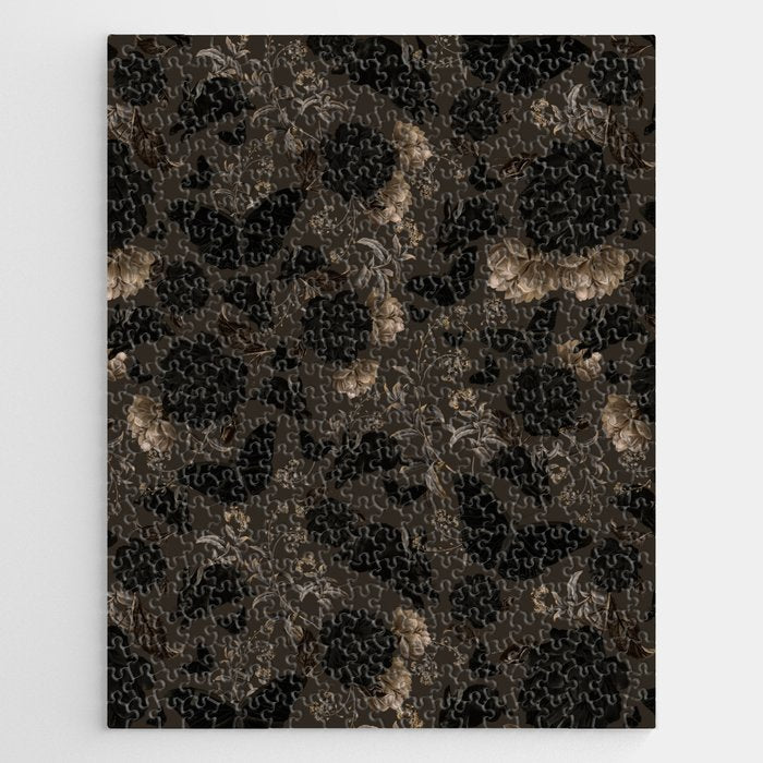 Maximalist Dark Moody Gothic Girl Flowers And Moths Jigsaw Puzzle Gallery Image 1