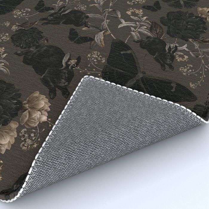 Maximalist Dark Moody Gothic Girl Flowers And Moths Rug Gallery Image 4