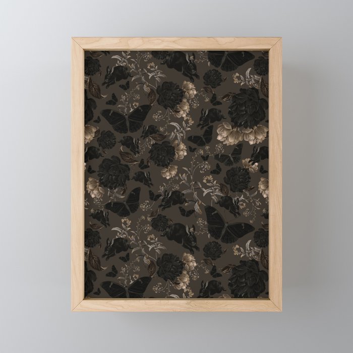 Maximalist Dark Moody Gothic Girl Flowers And Moths Mini Art Print Gallery Image 1