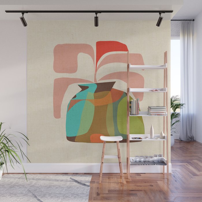 Abso 03 Colored Vase With Red Plant Wall Mural Gallery Image 1
