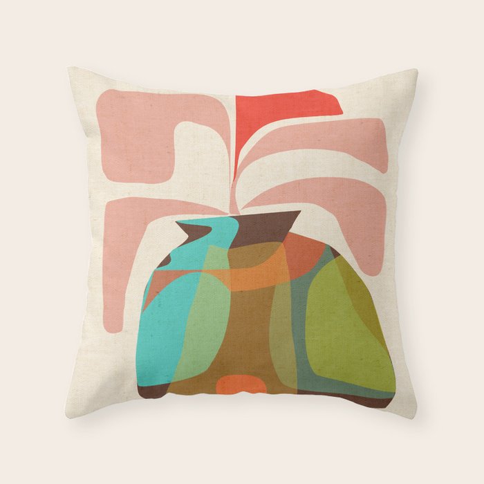 Abso 03 Colored Vase With Red Plant Throw Pillow Gallery Image 6