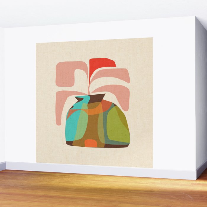 Abso 03 Colored Vase With Red Plant Wall Mural Gallery Image 2