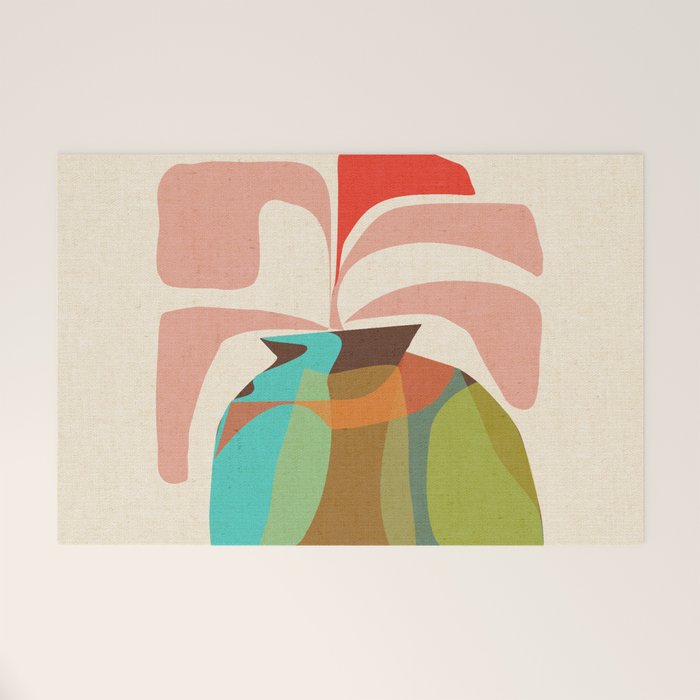 Abso 03 Colored Vase With Red Plant Welcome Mat Gallery Image 1