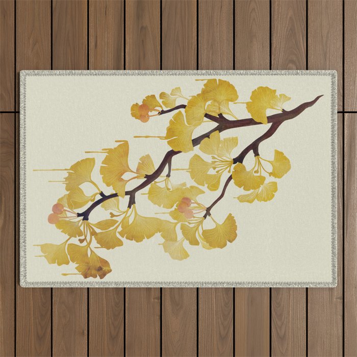 O Ginkgo in Yellow Outdoor Rug Gallery Image 1