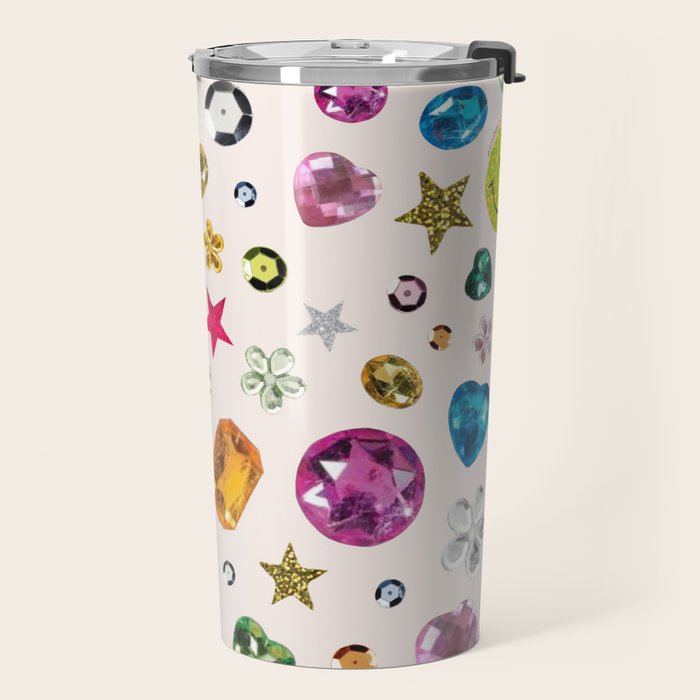 Gem Print in Cream Travel Mug Gallery Image 2