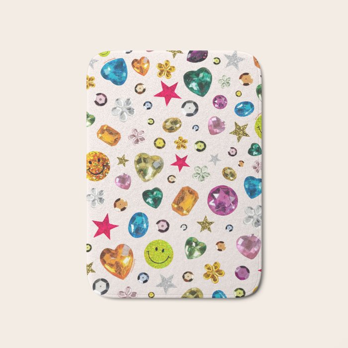 Gem Print in Cream Bath Mat Gallery Image 1